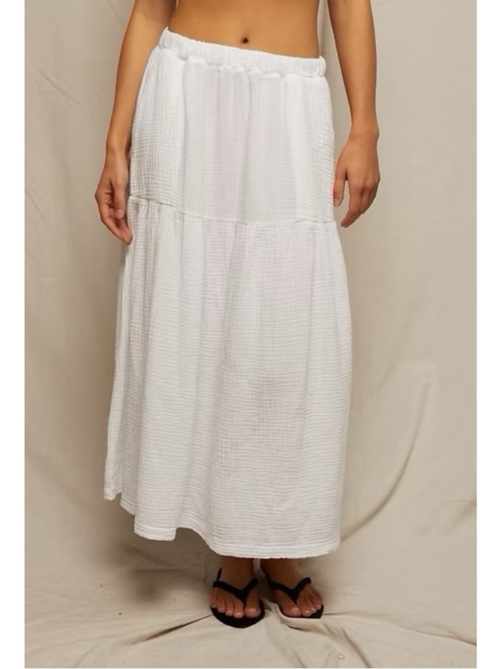 Perfect White Tee Bella Cotton Gauze Maxi Skirt White XS